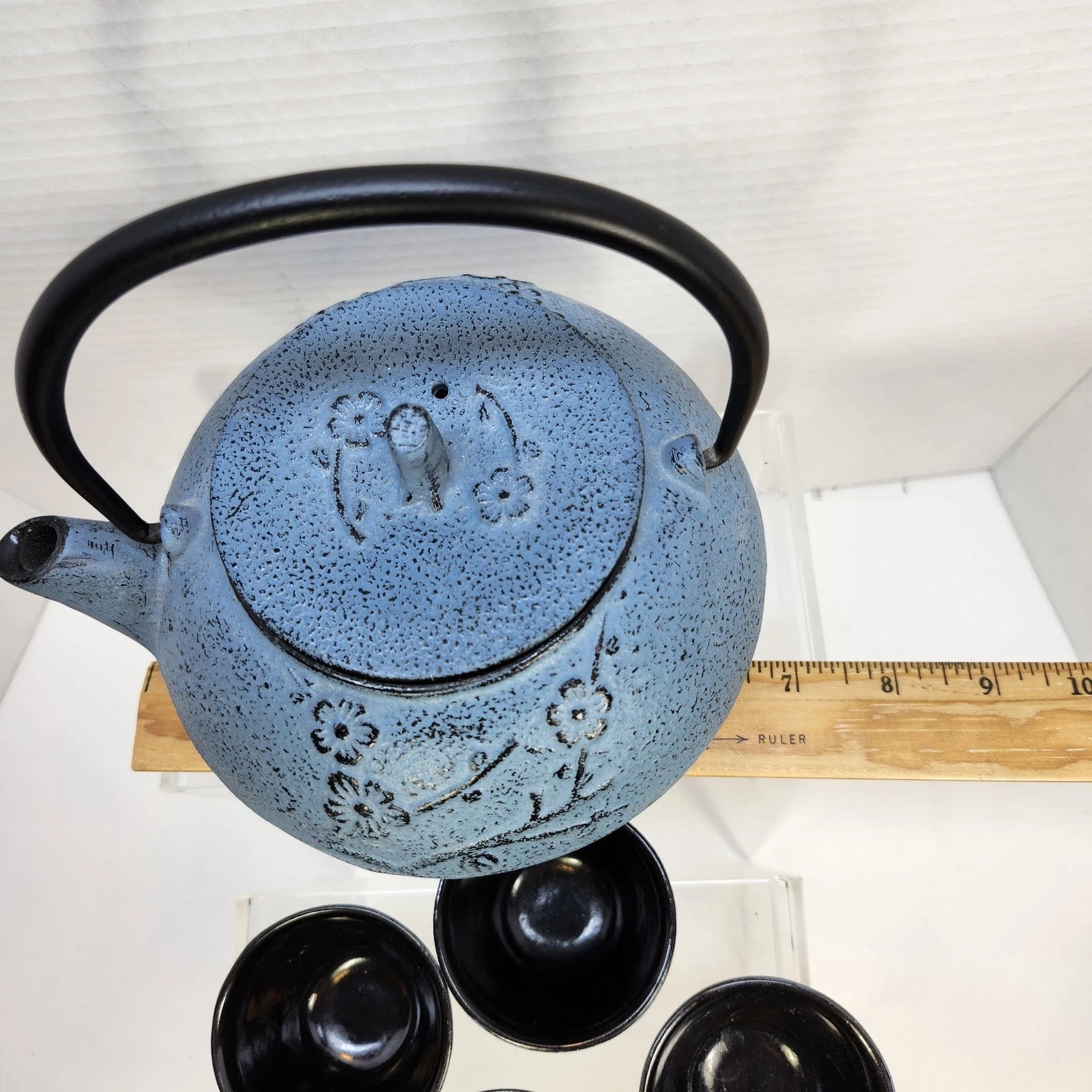 28 oz Cast Iron Teapot Tea Kettle Enamel Interior w/ Infuser Trivet & 4 Cups NEW | eBay