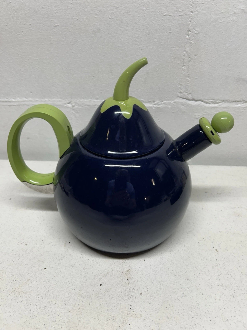 VTG Copco Eggplant Enamel  Tea Kettle,Teapot, Blue Green~Lid & Spout