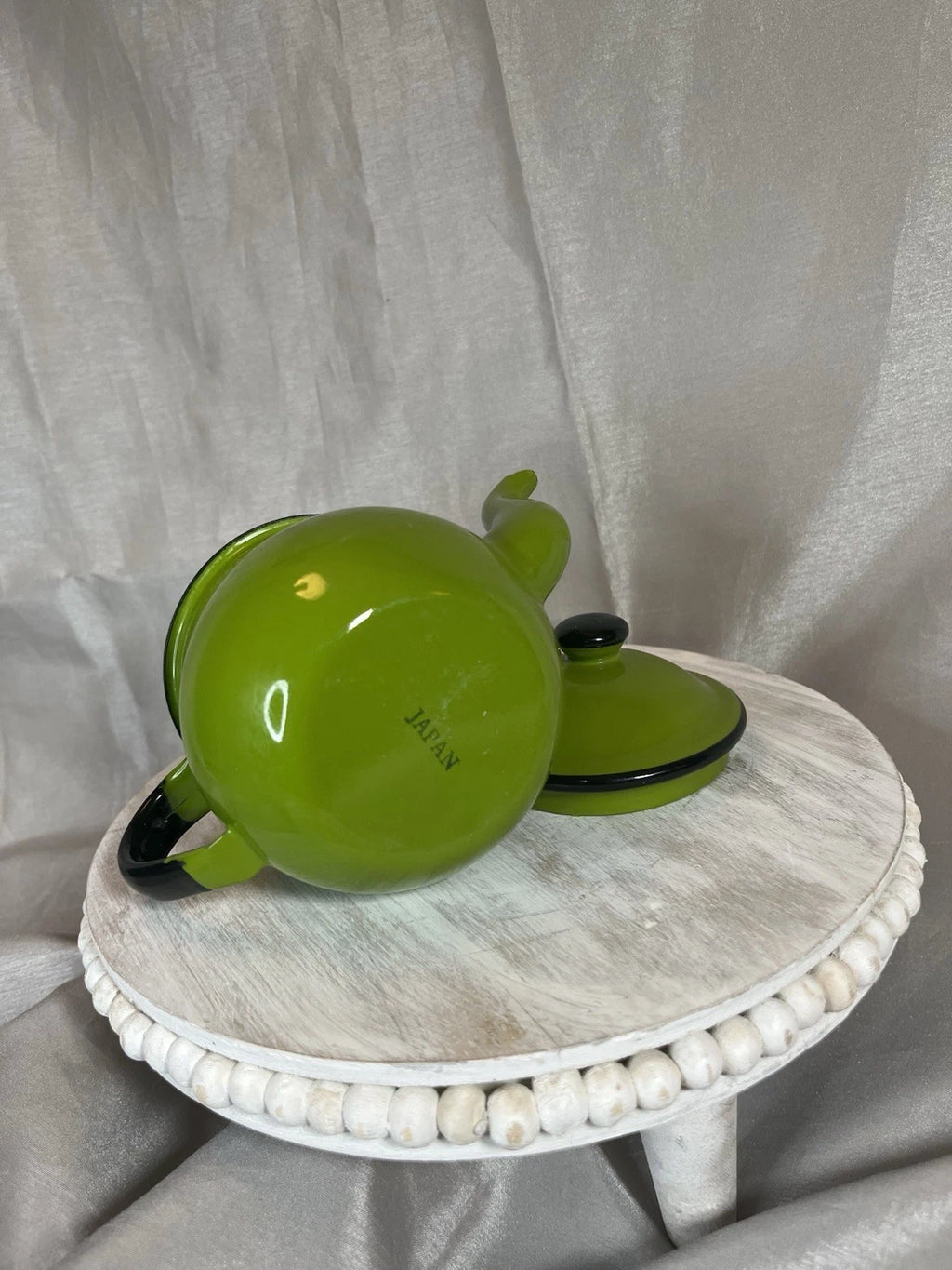 Vintage Green & Black Enamelware Tea Pot with Lid Small 5" Japan | eBay
