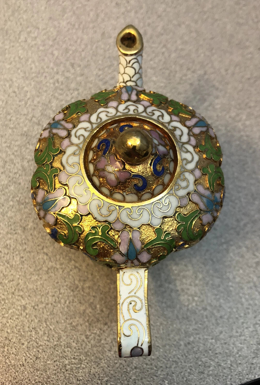 Vintage Cloisonne Enamel and Bronze Floral Teapot White Tip, White Top | eBay