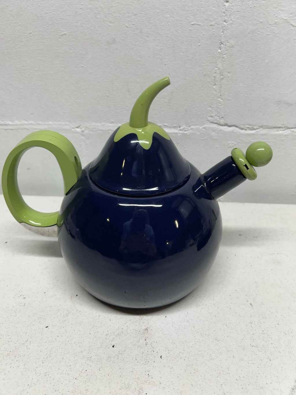 VTG Copco Eggplant Enamel  Tea Kettle,Teapot, Blue Green~Lid & Spout