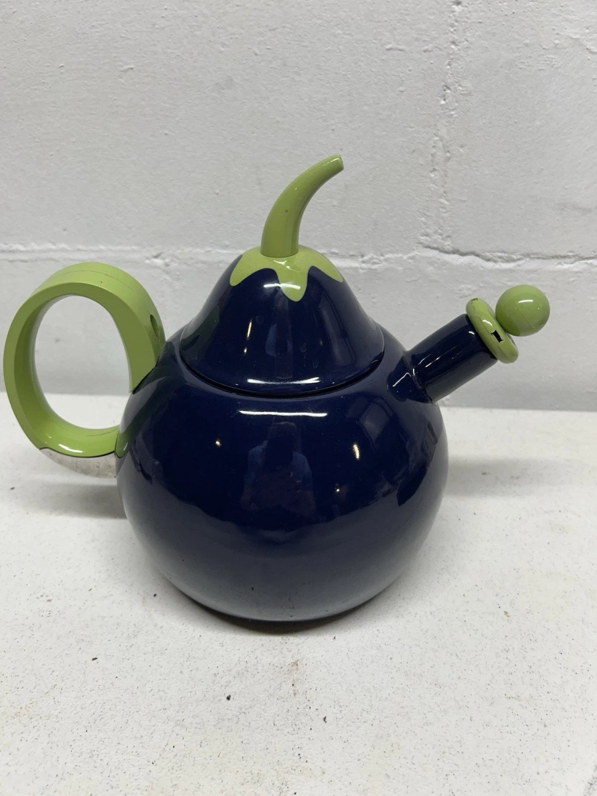 VTG Copco Eggplant Enamel  Tea Kettle,Teapot, Blue Green~Lid & Spout