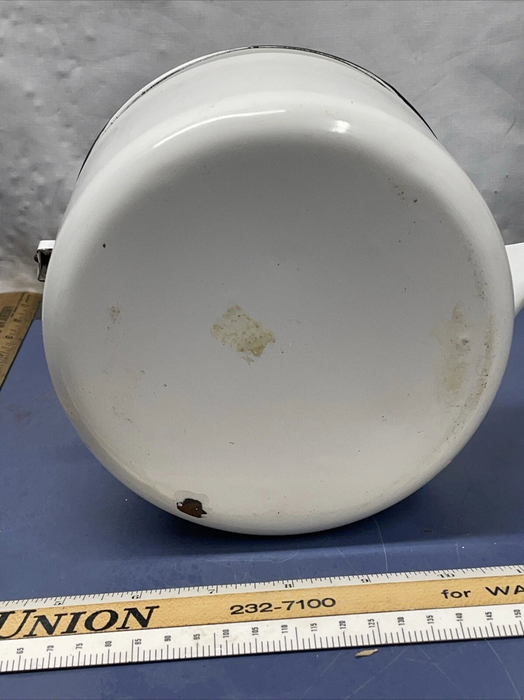 Vintage Enamel Wood Handle Tea Pot/Tea Kettle in White with Black | eBay