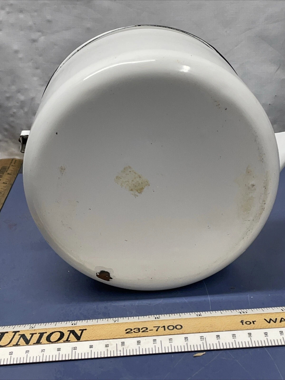 Vintage Enamel Wood Handle Tea Pot/Tea Kettle in White with Black | eBay