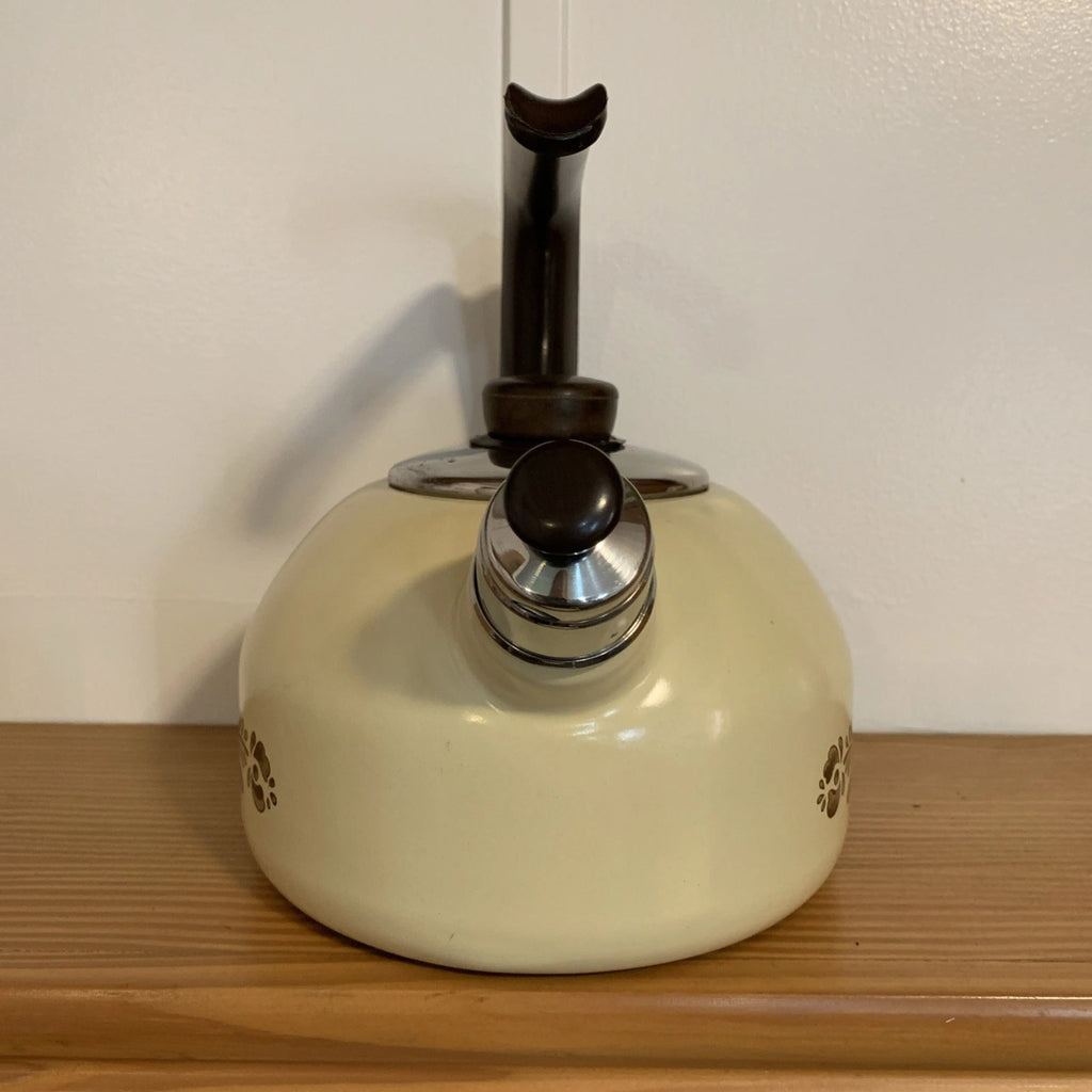 Vintage Pfaltzgraff Village Enamelware Whistling Tea Kettle Tea Pot