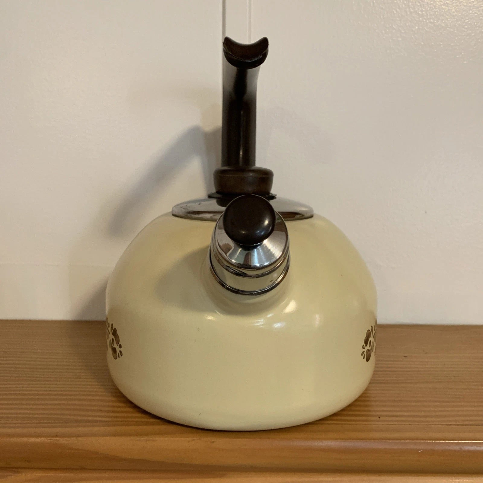 Vintage Pfaltzgraff Village Enamelware Whistling Tea Kettle Tea Pot