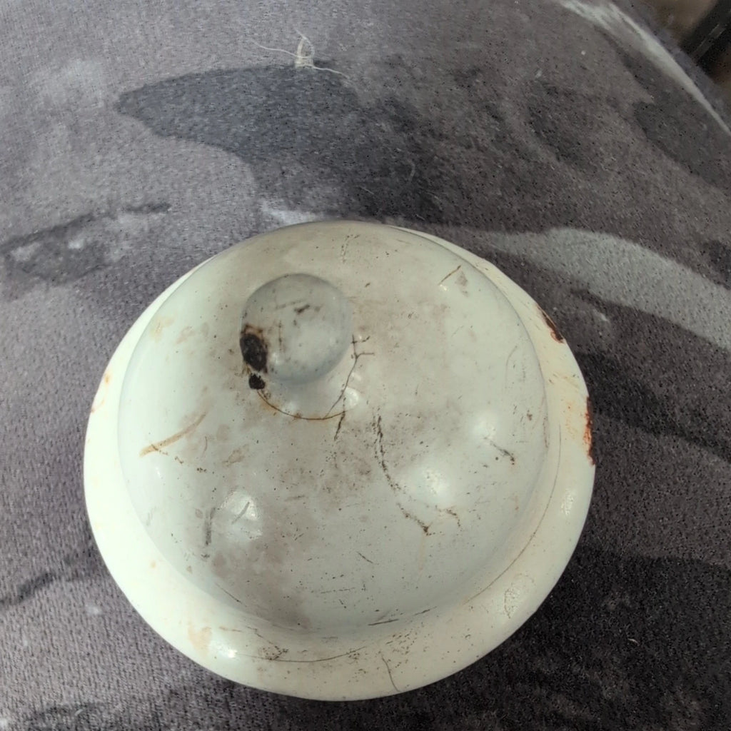 Vintage Enamel/Graniteware Gooseneck White Coffee/Tea Pot Pitcher with Lid 3"