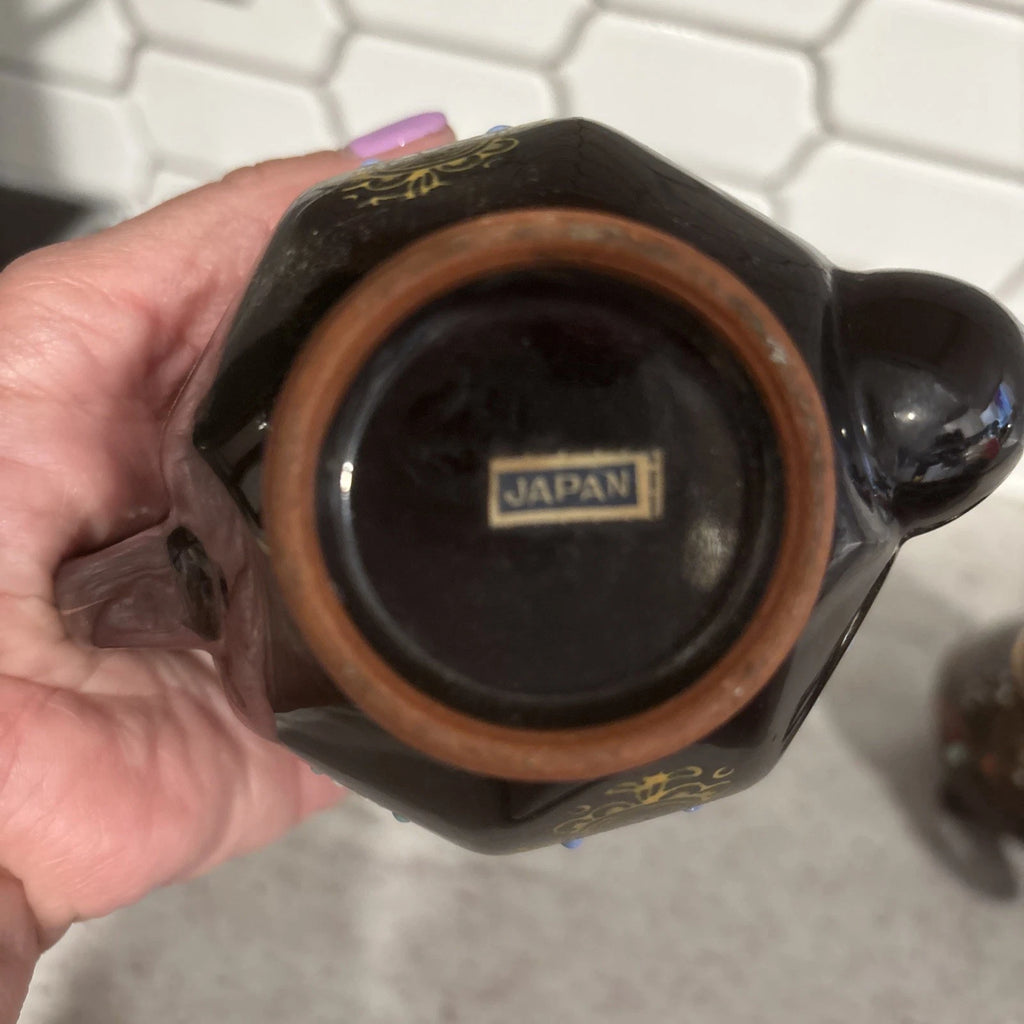 Vintage Japanese Creamer & Teapot Enamel Hand Painted