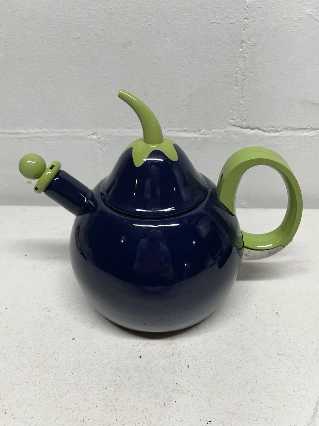 VTG Copco Eggplant Enamel  Tea Kettle,Teapot, Blue Green~Lid & Spout