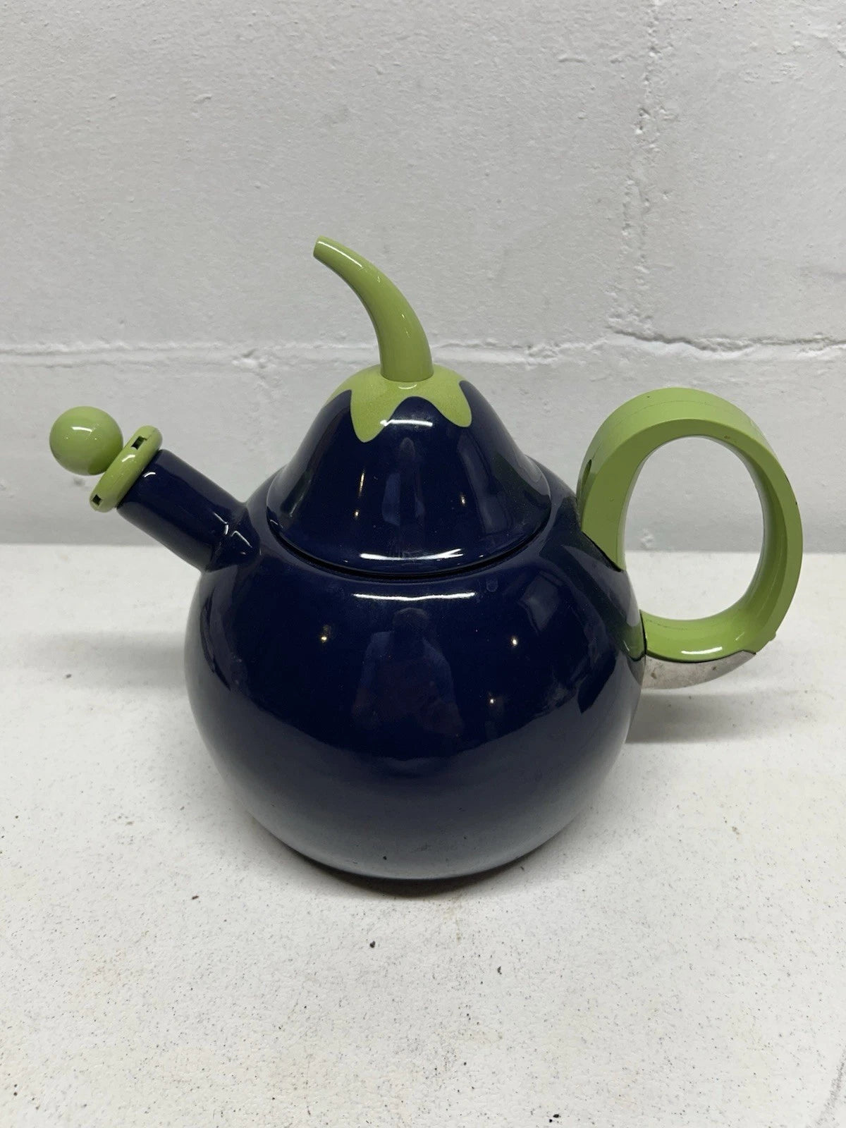 VTG Copco Eggplant Enamel  Tea Kettle,Teapot, Blue Green~Lid & Spout