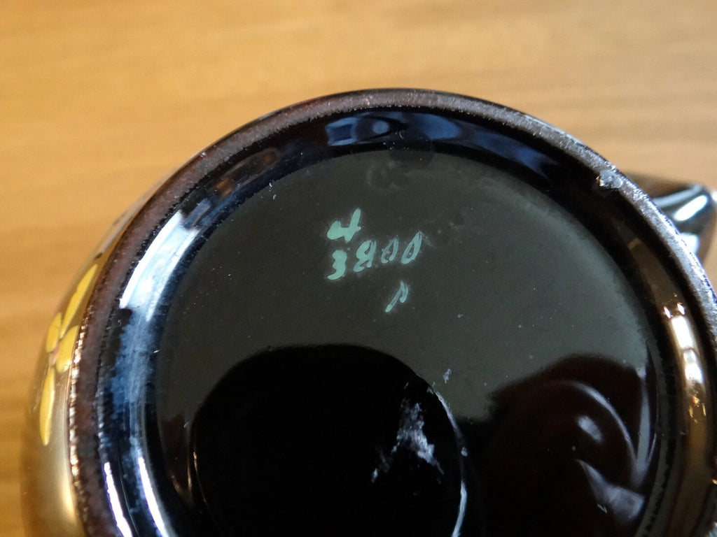 Vintage Black Tea Pot Hand Painted Enameled Flowers England Red Clay | eBay