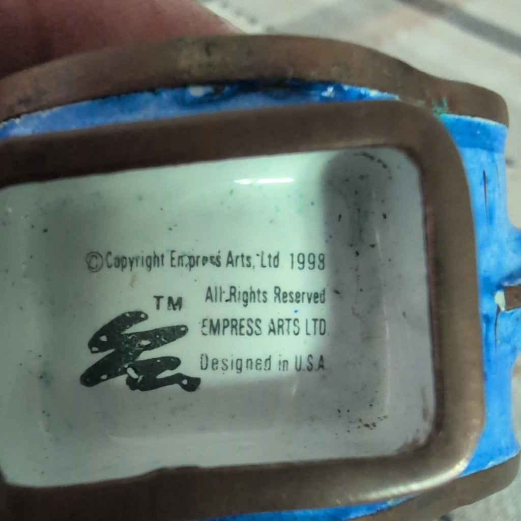 Vintage Miniature Enamel Blue Teapot Empress Arts Guitar Sailboat Flowers Couch