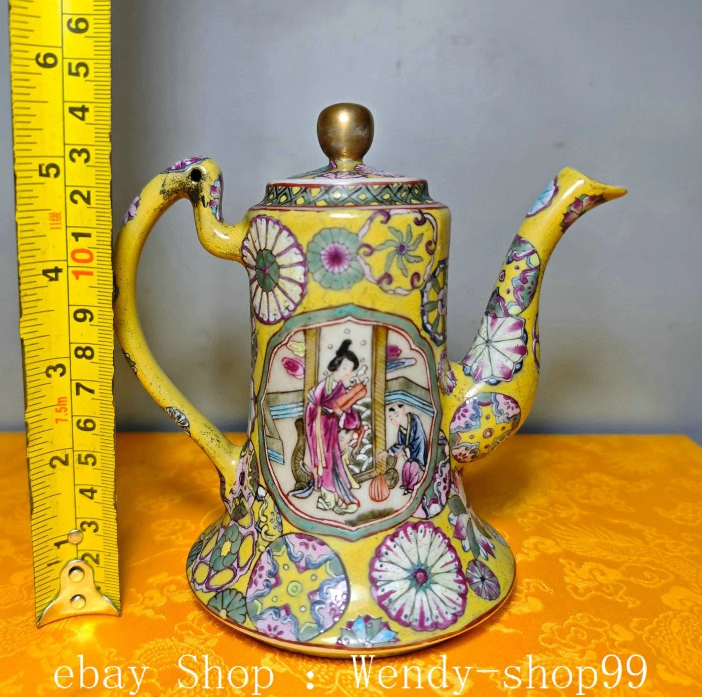 5" Guangxu Dynasty Enamel Colour Porcelain Character Stories Wine Tea Pot Flagon
