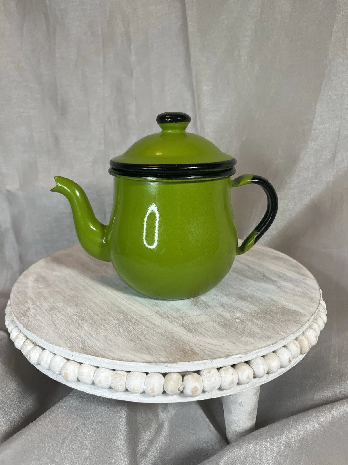 Vintage Green & Black Enamelware Tea Pot with Lid Small 5" Japan | eBay