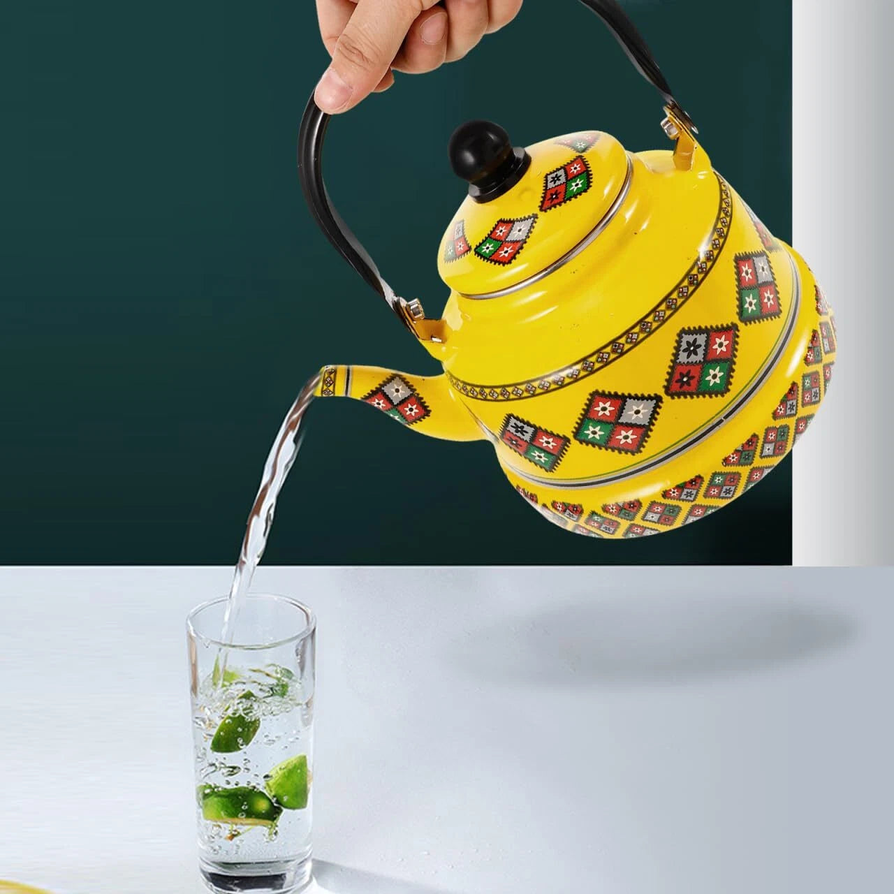 1.7L Retro Enamel Tea Kettle - 8.25" Stovetop Pot with Chinese Floral Design ... | eBay