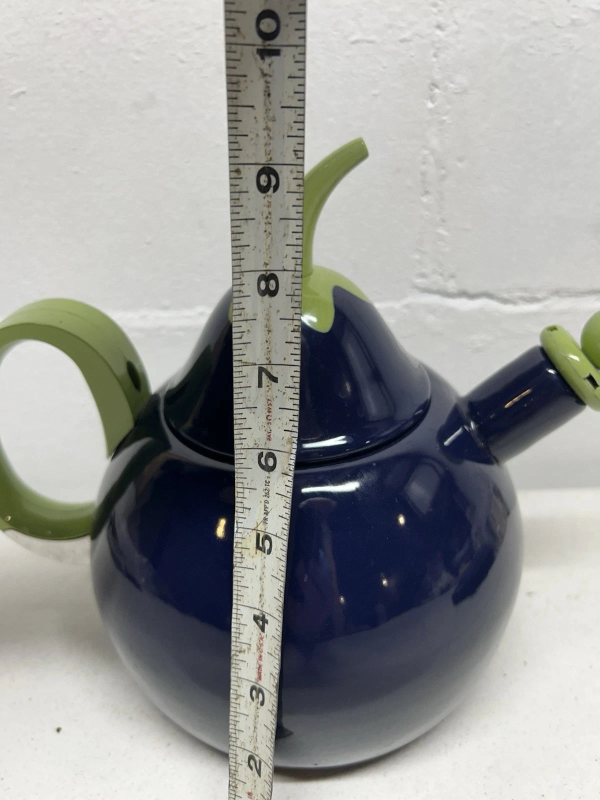 VTG Copco Eggplant Enamel  Tea Kettle,Teapot, Blue Green~Lid & Spout