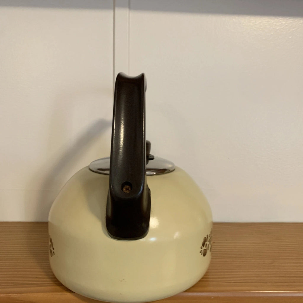 Vintage Pfaltzgraff Village Enamelware Whistling Tea Kettle Tea Pot