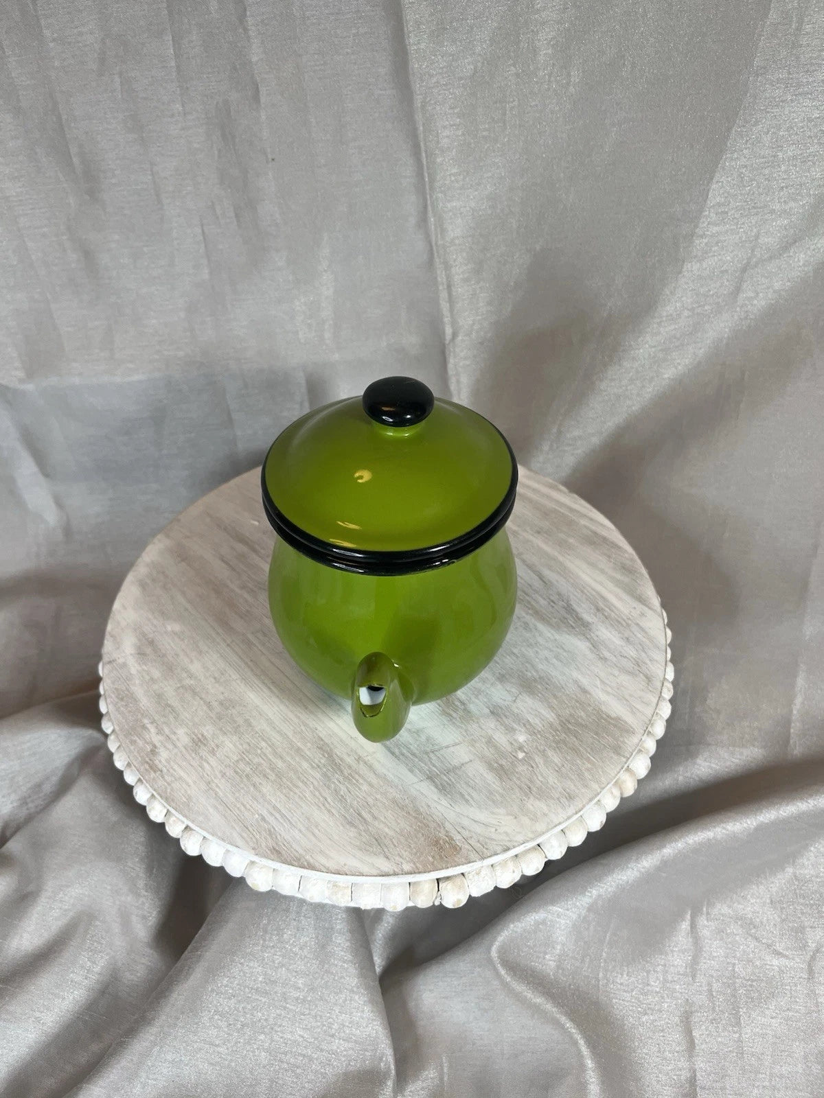 Vintage Green & Black Enamelware Tea Pot with Lid Small 5" Japan | eBay