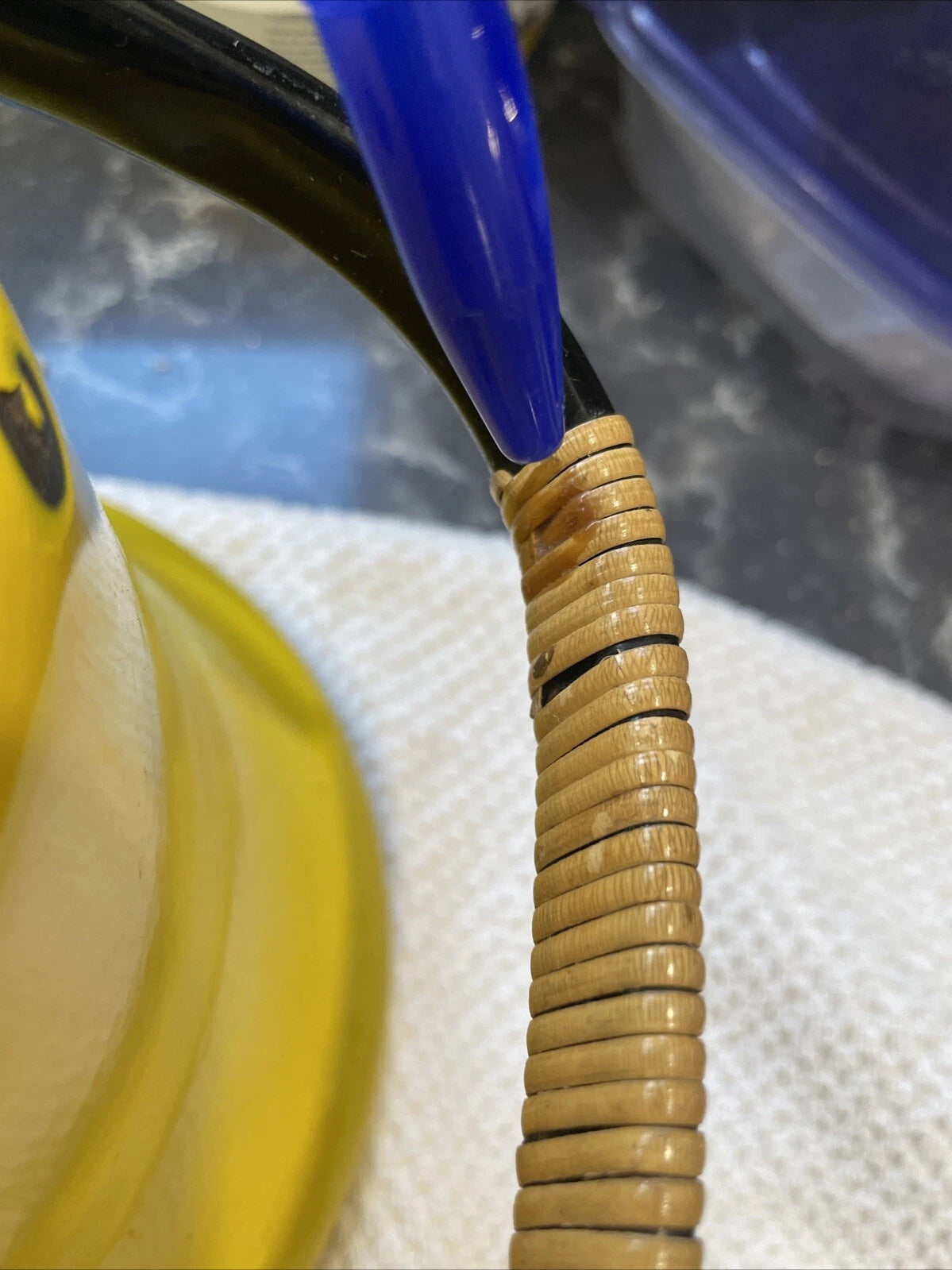 Vintage Enamelware Yellow With Black Trim Tea Pot Kettle Japan
