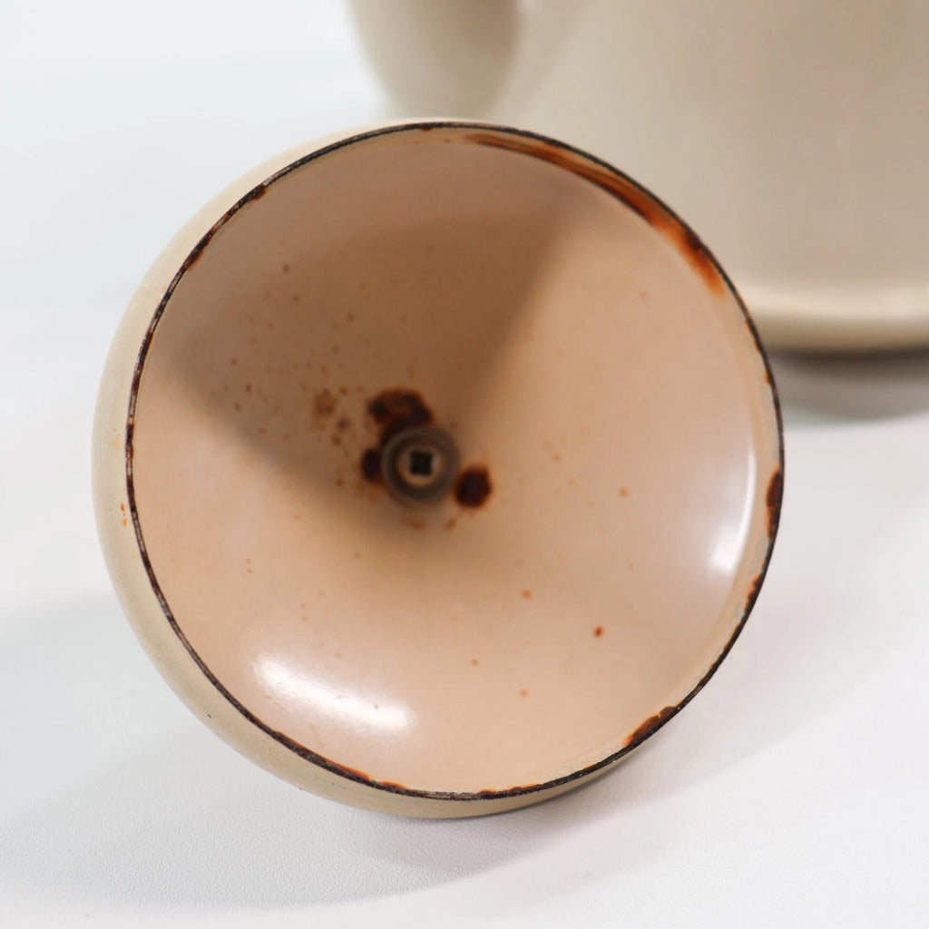 Vtg French Enamel Bell Tea Kettle Pot Teapot Cream Wood Handle Metal Enamelware | eBay