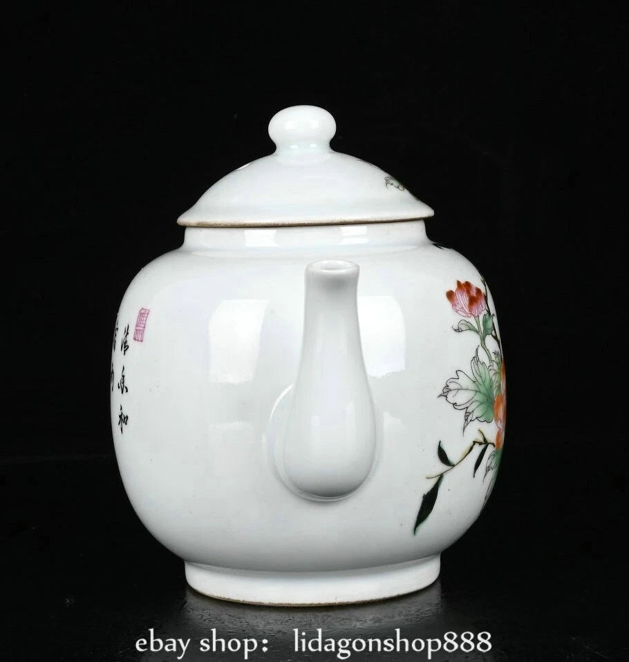 6.8" Qing Kangxi Marked Enamel Porcelain Flower Words Pattern Wine Tea Pot | eBay