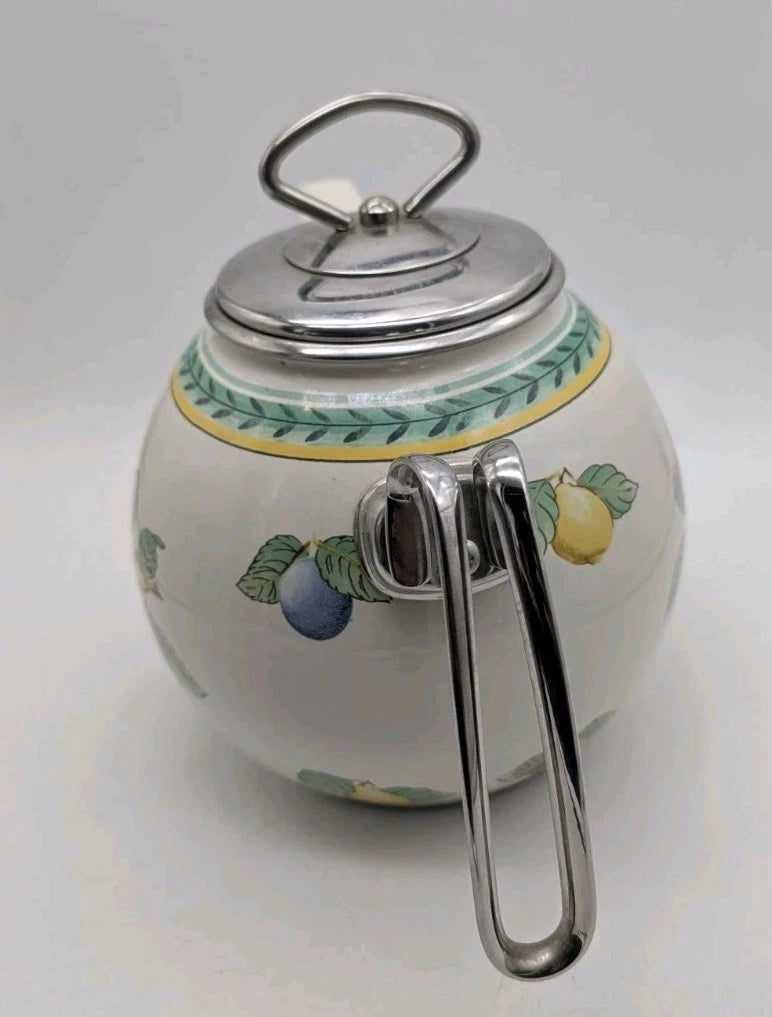 Villeroy & Boch French Garden Fleurence Enamel Tea Pot w/ Lid Pristine Cherries