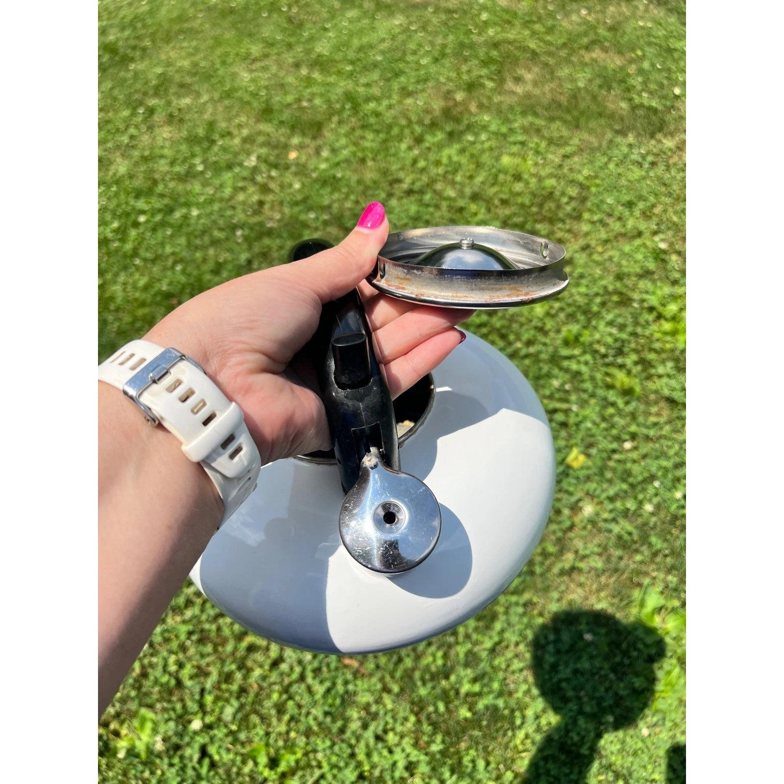 Vtg White Enamel Tea Kettle Stovetop Teapot with Whistle Modern Kitchen As Is | eBay