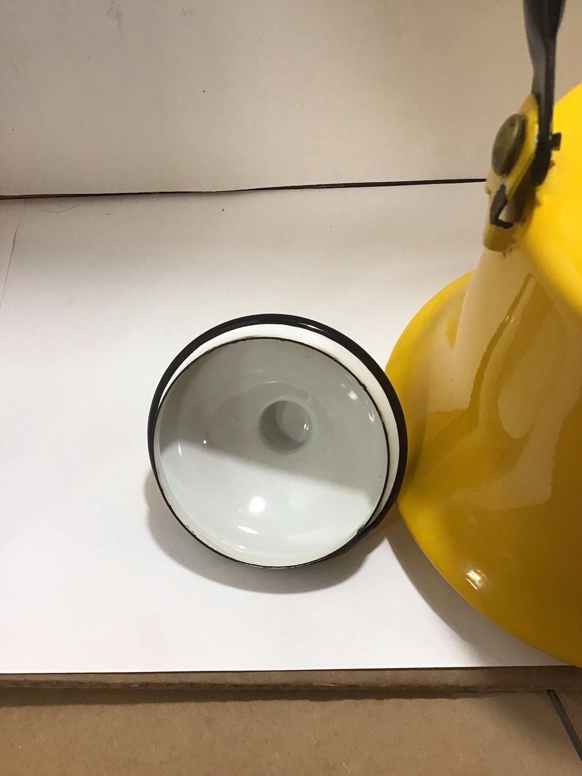 Vintage Yellow Enamelware Teapot Kettle Bamboo Wrapped Handle Japan MCM Retro | eBay