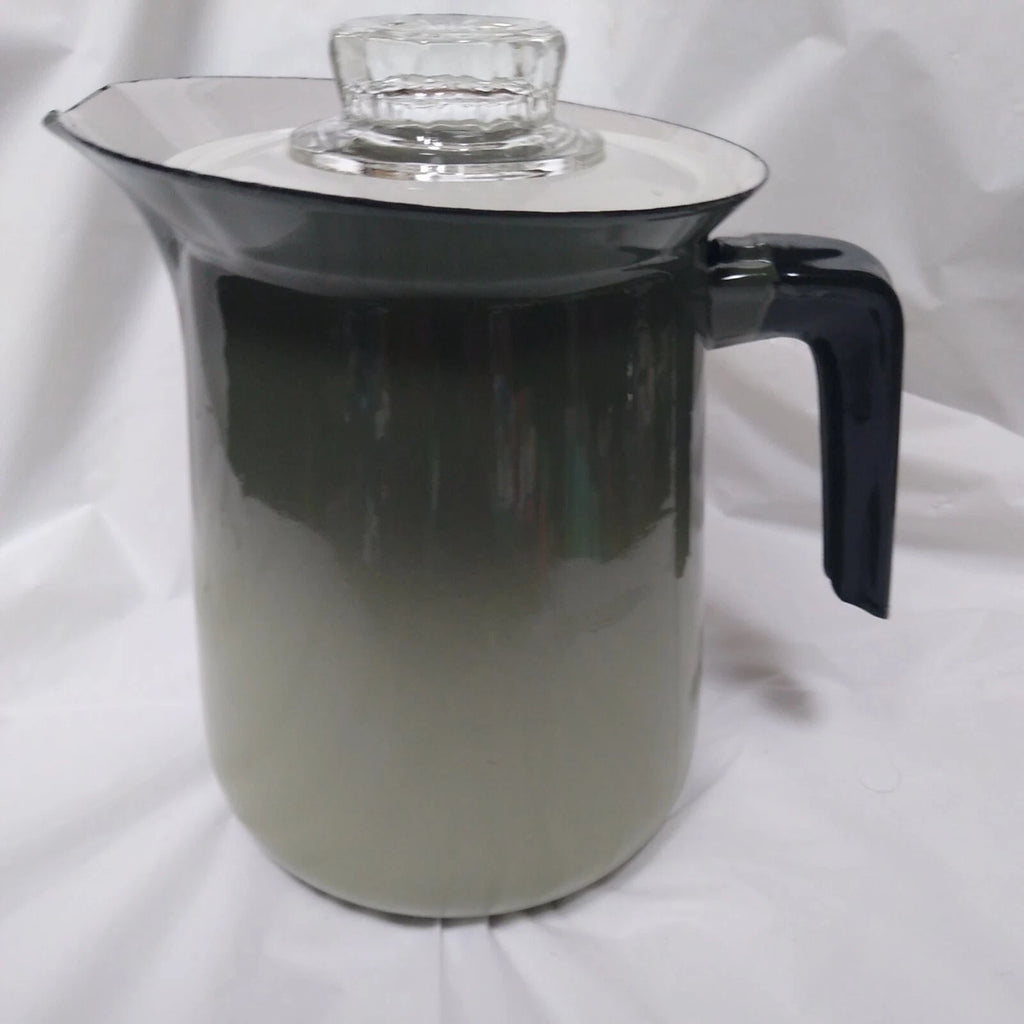 Vintage Enamelware Avocado Green Teapot