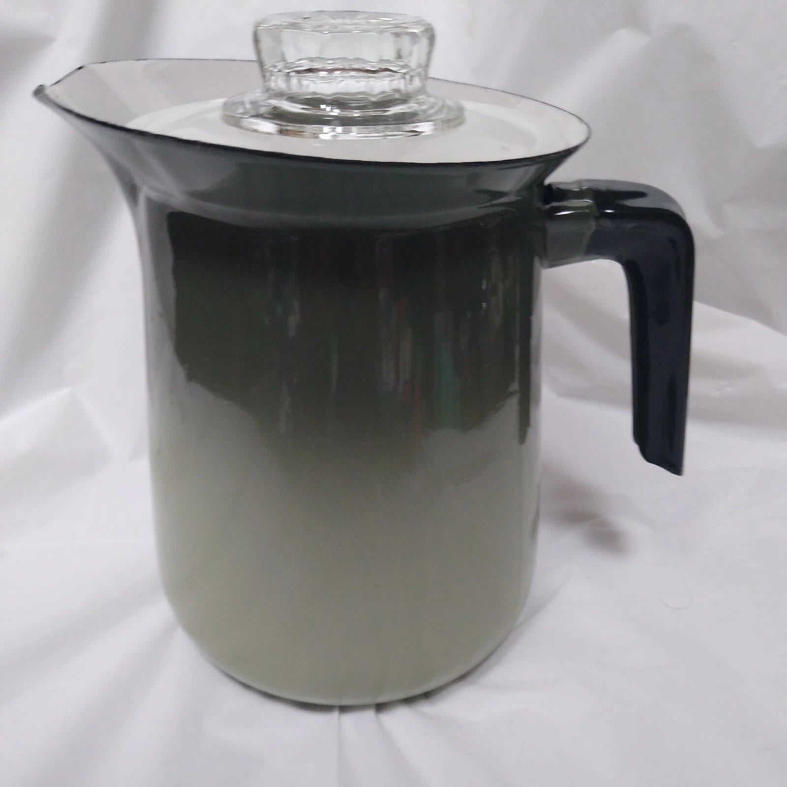 Vintage Enamelware Avocado Green Teapot