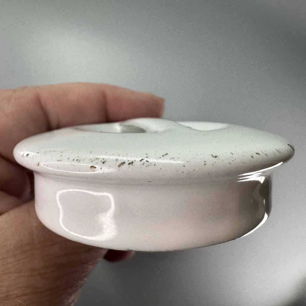 Vtg Enamelware SINGLE SERVE TEAPOT White Black Trim POLAR WARE? Small | eBay