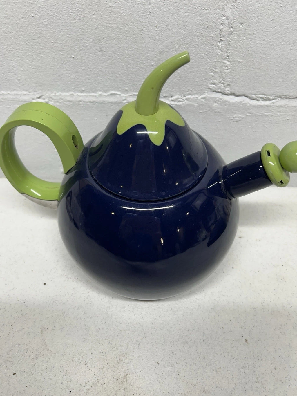 VTG Copco Eggplant Enamel  Tea Kettle,Teapot, Blue Green~Lid & Spout