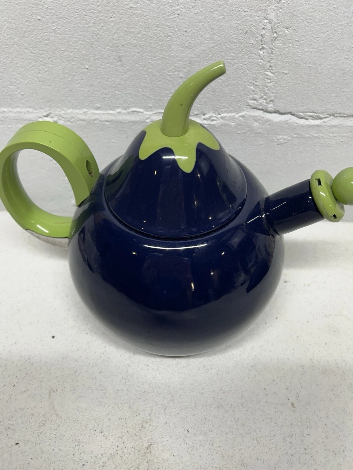 VTG Copco Eggplant Enamel  Tea Kettle,Teapot, Blue Green~Lid & Spout