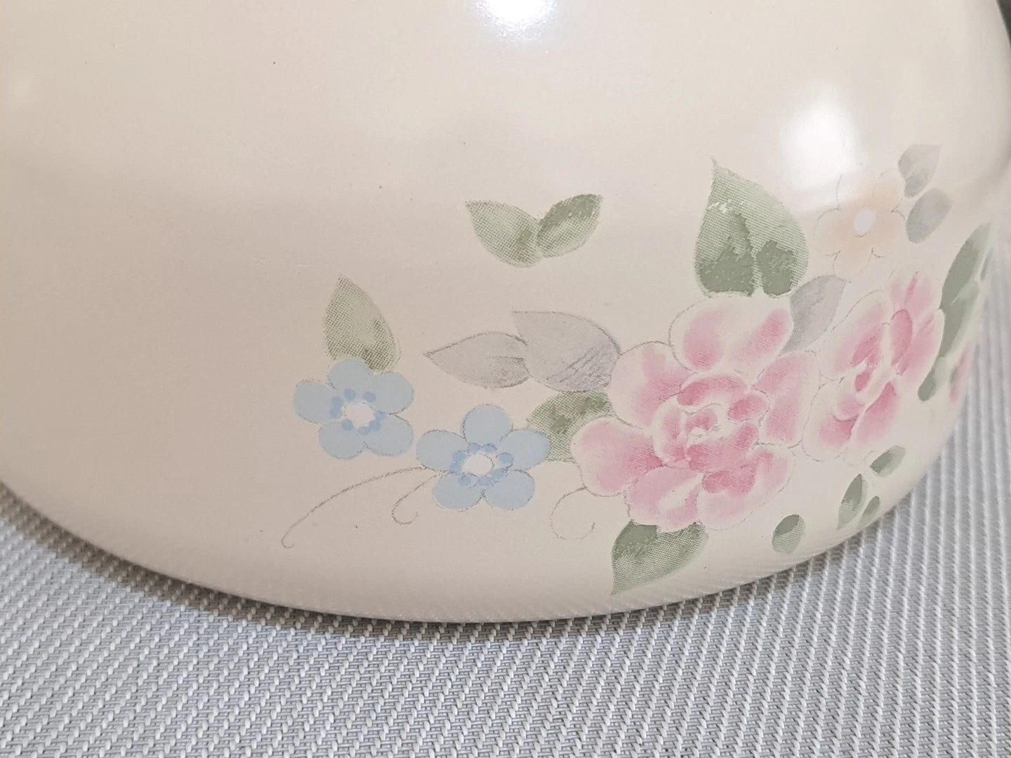 Vtg Pfaltzgraff Tea Rose Pink Floral Metal Enamel Tea Kettle Teapot