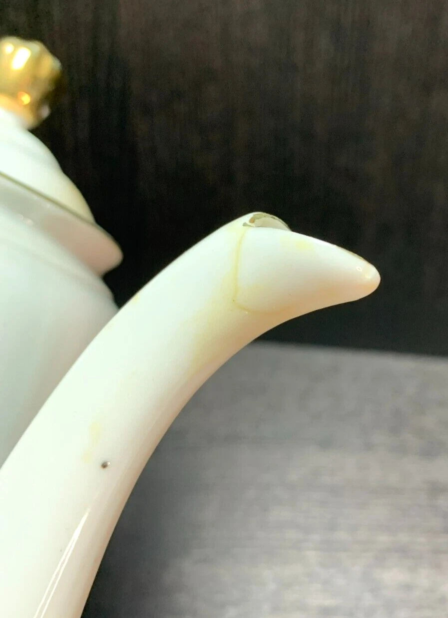 VTG JAPANESE FLORAL TEA COFFEE POT / SUGAR / CREAMER Enamel Detail, Gold Trim