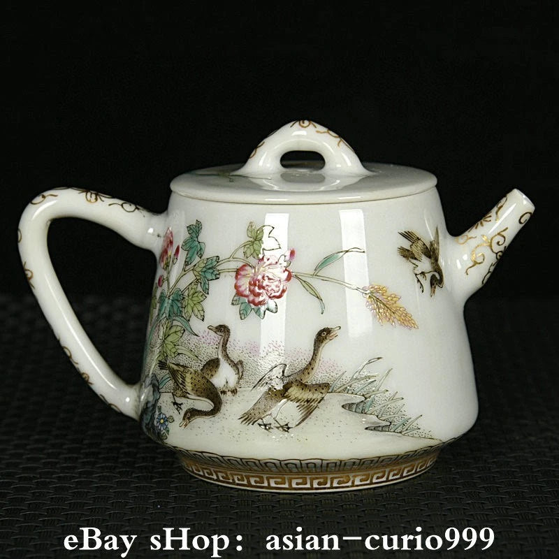 4.3'' Yongzheng Dynasty Enamel Colour Porcelain Gilt Duck Wine Tea Pot Flagon