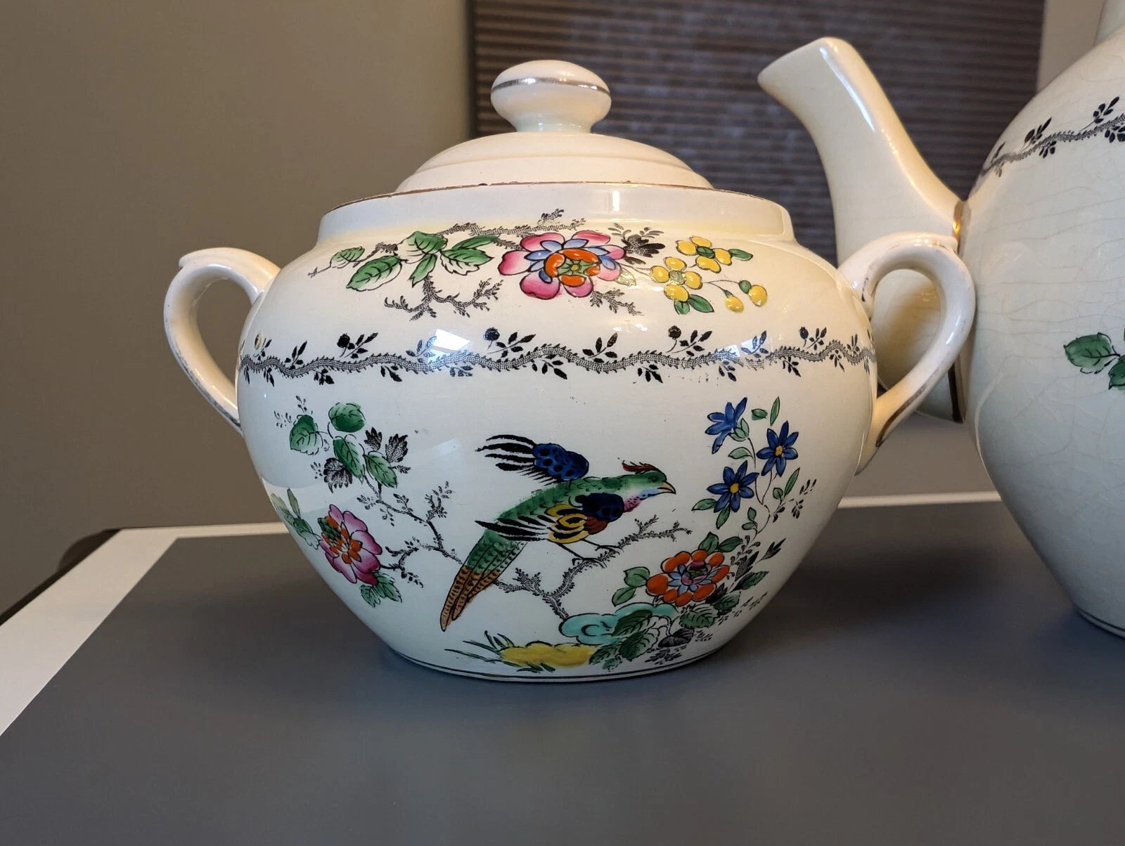 Vintage England Adderley Ware China - Enamel Oriental Tea Set - Teapot Sugar | eBay