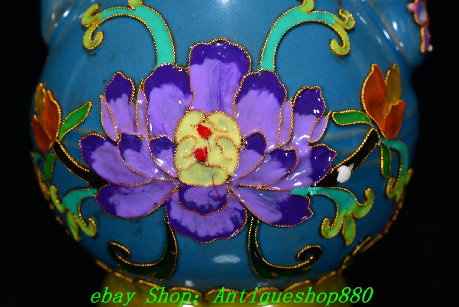 Old Dynasty Ru Kiln Porcelain Cloisonne Enamel Filigree Flower Teapot Teakettle
