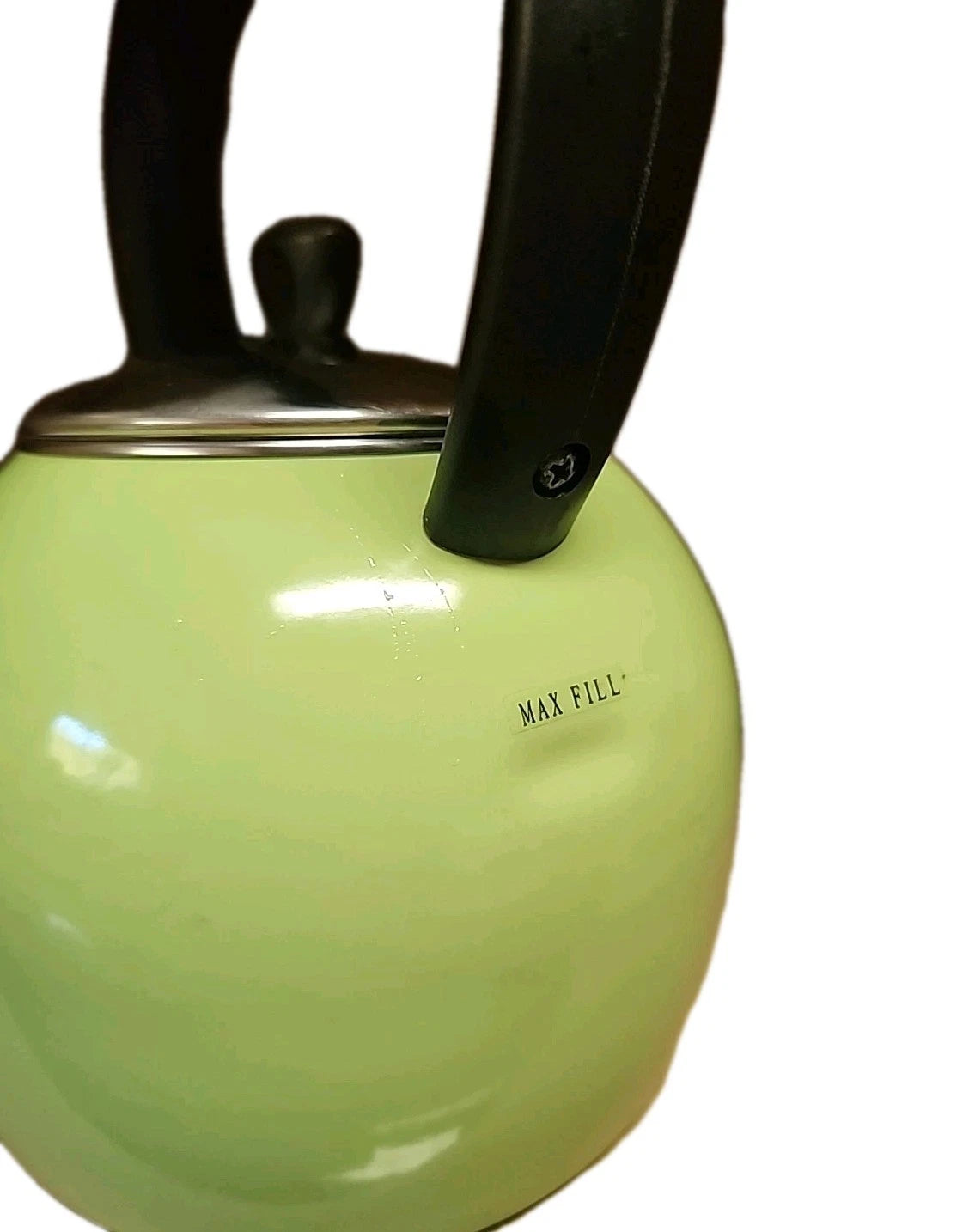 Vintage Copco Whistling Tea Kettle Pot Light Green Enamel