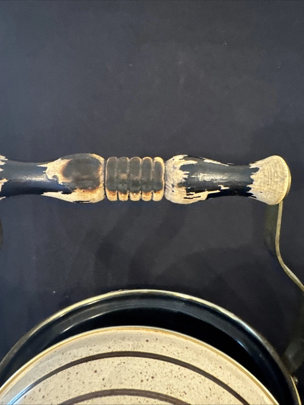 Vtg 80s ASTA Enamelware Tea Kettle Teapot Floral w/ Wood Brass Handle Germany