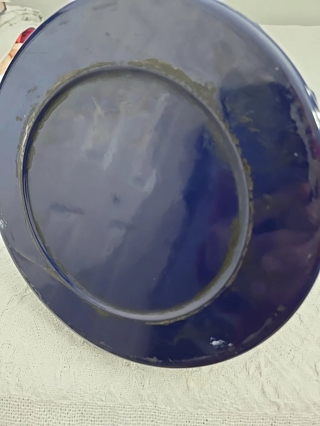 Vintage Dark Blue Enamelware Tea Pot Whistle Spout Brewing Classic