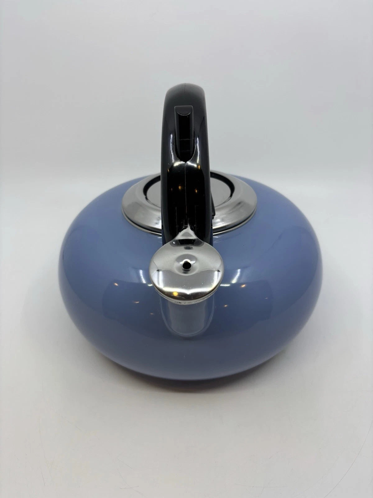 Whistling Tea Kettle Light Blue Enamel Teapot 2 Qt.