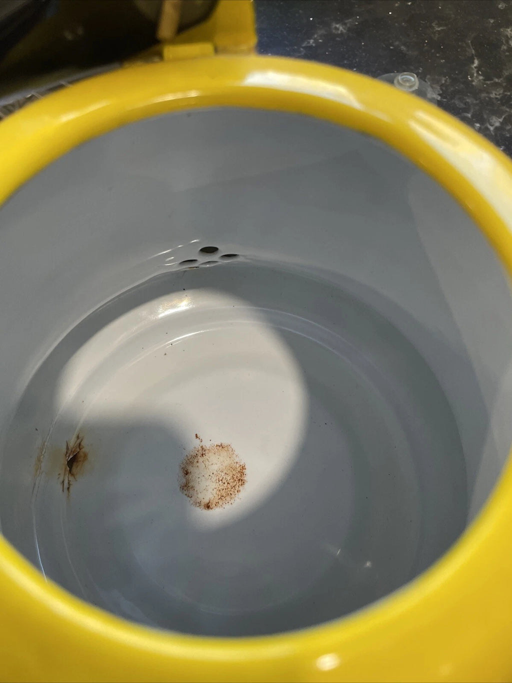 Vintage Enamelware Yellow With Black Trim Tea Pot Kettle Japan