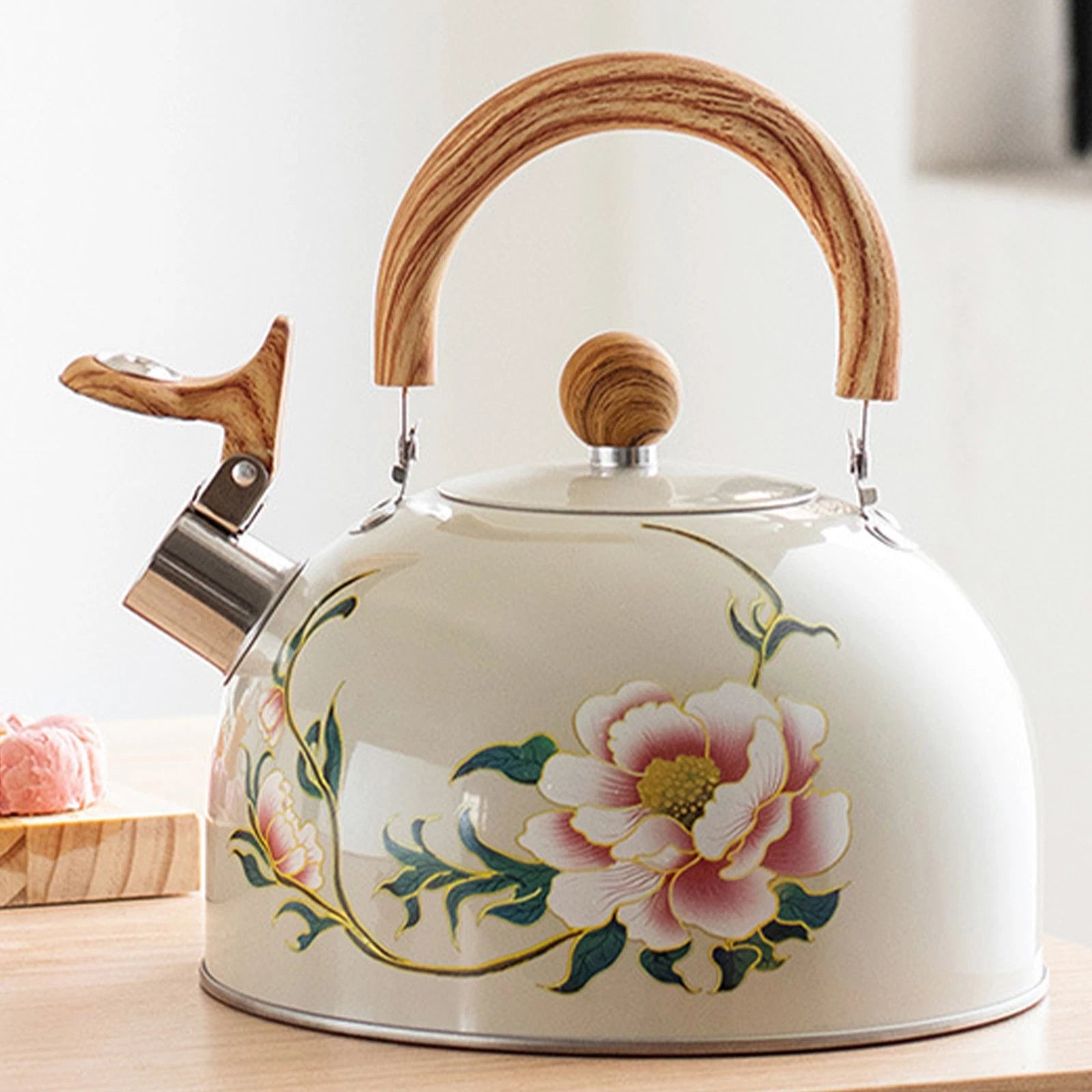 Floral Enamel Tea Kettle Vintage Teapot 3L Floral Teapot With Handle Tea Kettle