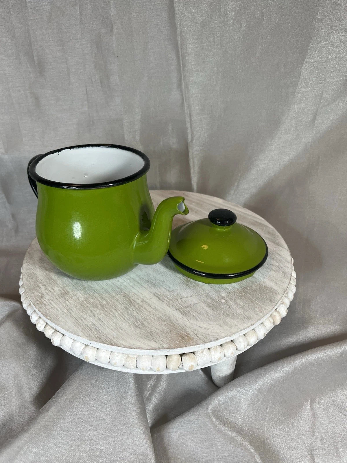 Vintage Green & Black Enamelware Tea Pot with Lid Small 5" Japan | eBay