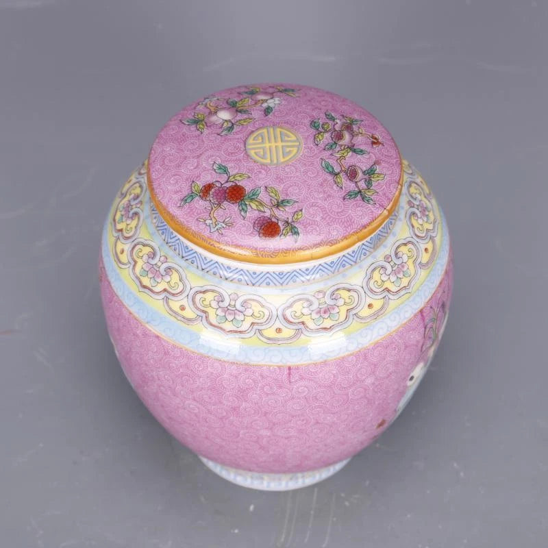 4.3" Chinese Qing Colour Enamels Porcelain Child Have Fun Caddy Tea Pot