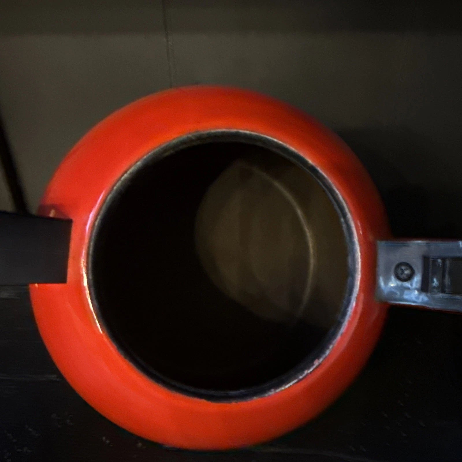 Vintage Red Enamel Tea Kettle Copco Tea Pot Black Handle MCM