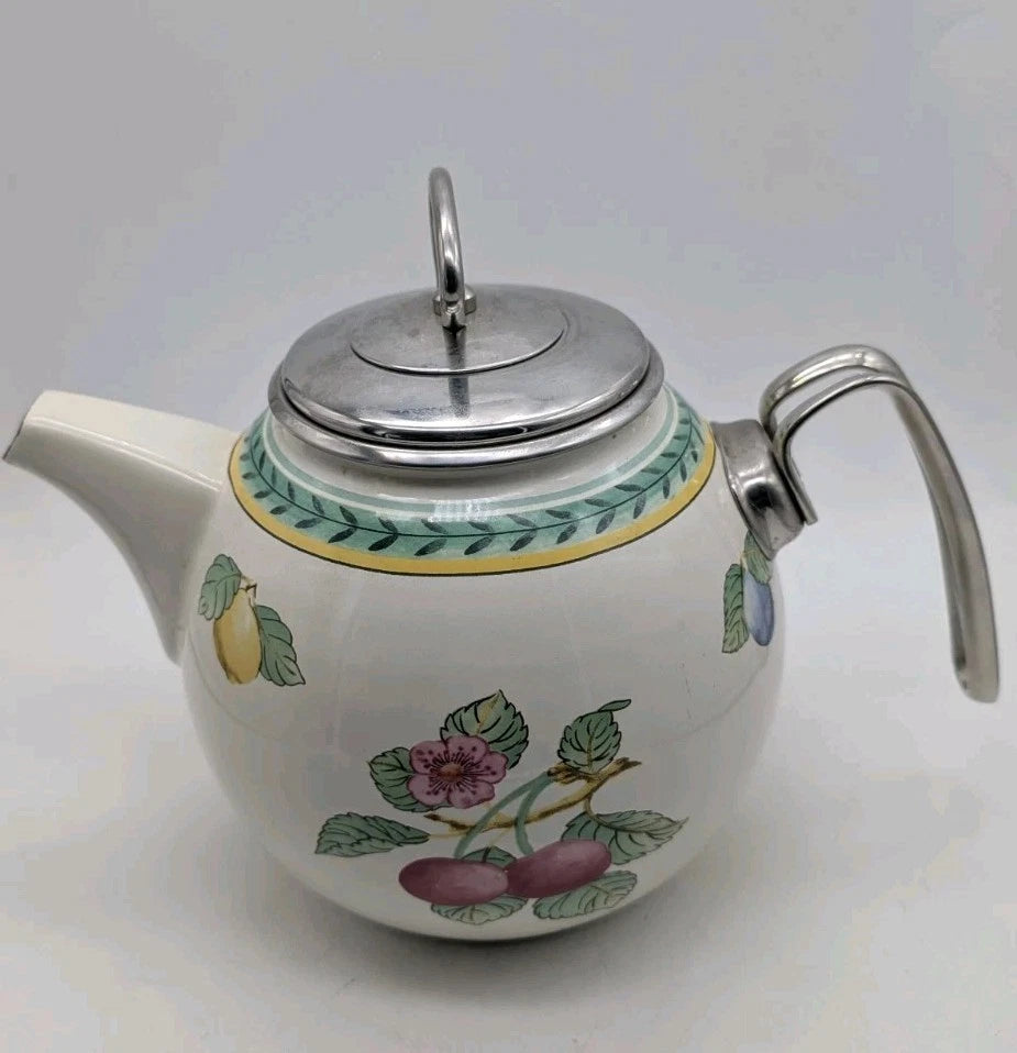 Villeroy & Boch French Garden Fleurence Enamel Tea Pot w/ Lid Pristine Cherries