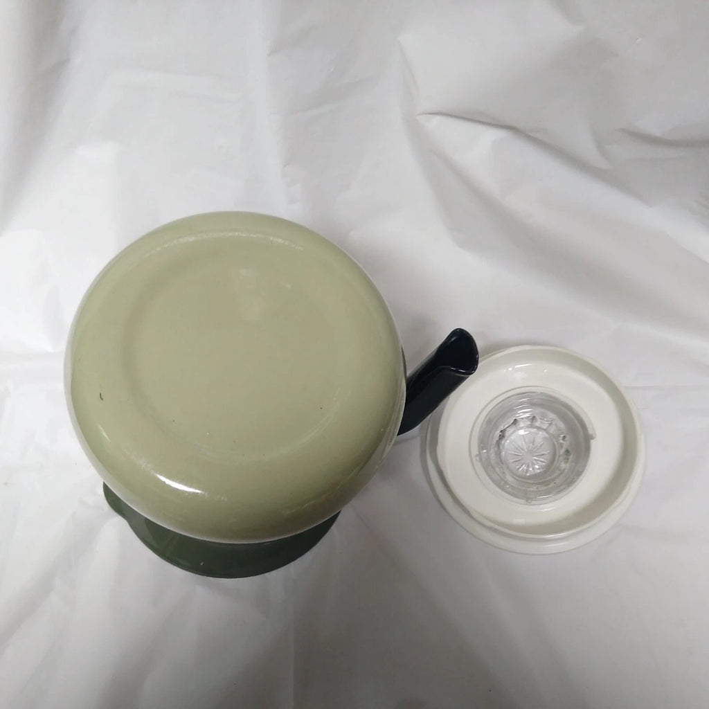 Vintage Enamelware Avocado Green Teapot