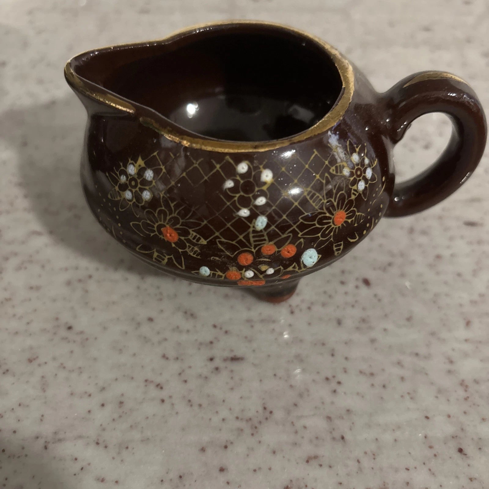 Vintage Japanese Creamer & Teapot Enamel Hand Painted